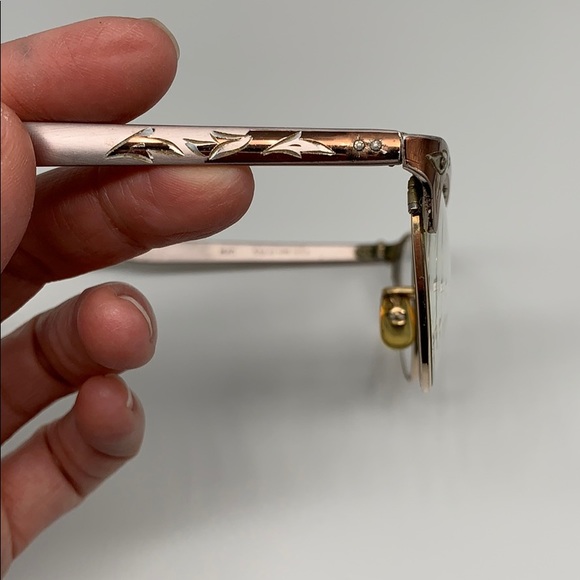 Vintage cat eye glasses two tone 10k RGP Engraved - Picture 4 of 9